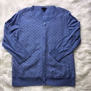 Talbots 3/4 sleeve Cardigan Blue Medium Petite